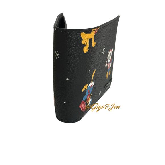 Disney X Coach Wallet With Holiday Print Black New - Picture 3 of 10